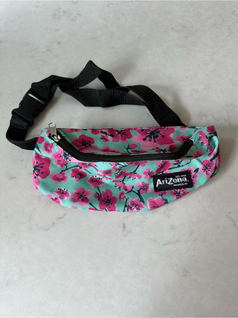 Arizona Cherry Blossom Floral Fanny Pack in Aqua & Pink